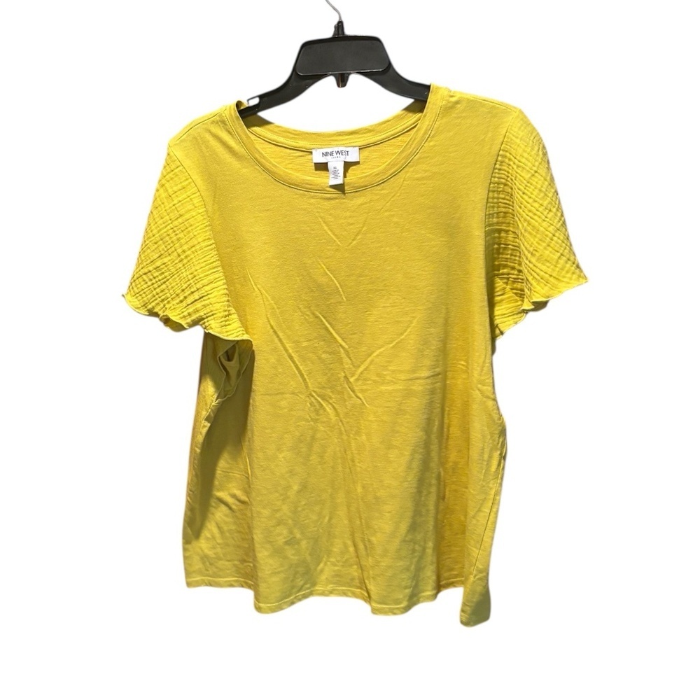 Nine West Flutter Sleeve Tee in Warm Olive XL NWT